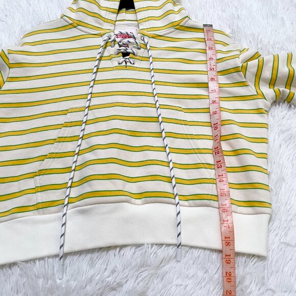 Women SOLID & STRIPEDThe Jolie Hoodie in Yellow Striped Size Extra Large - Picture 7 of 11